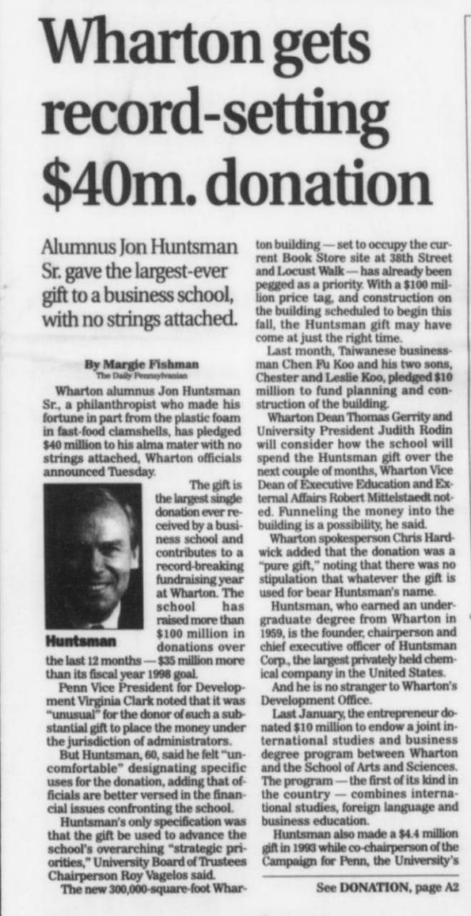 Wharton Donation