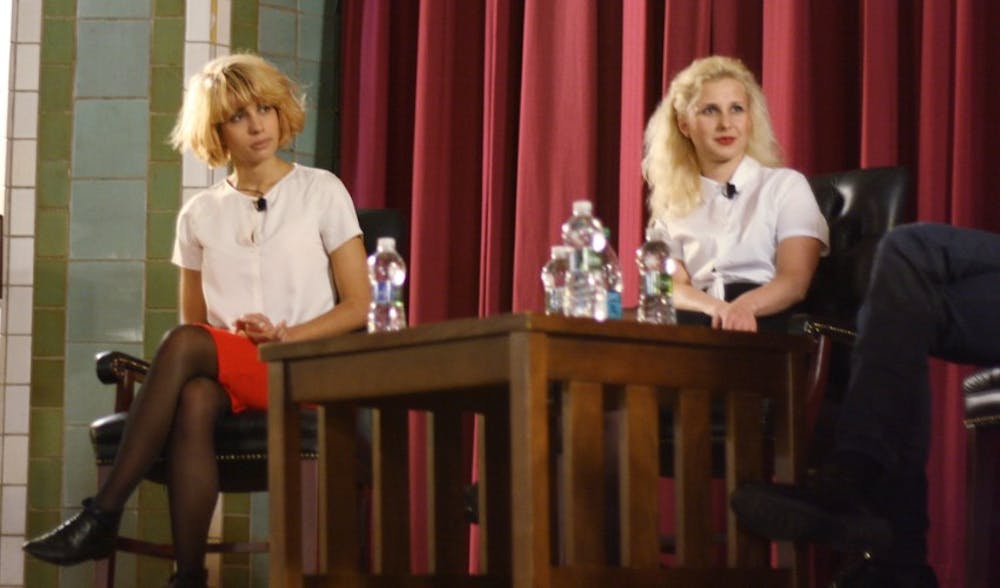 Pussy Riot members Nadya Tolokonnikova (left) and Masha Alekhina (right) spoke at Penn Museum last semester.