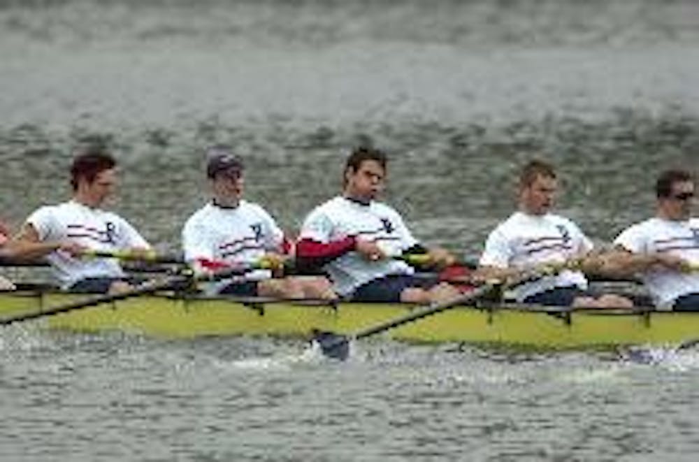 The Penn heavyweight rowing team debuted on the Schuylkill River Saturday, with both the first and second varsity eight boats claiming three-second wins over George Washington. The women's varsity eight won twice on Saturday, and the lightweight crew beat