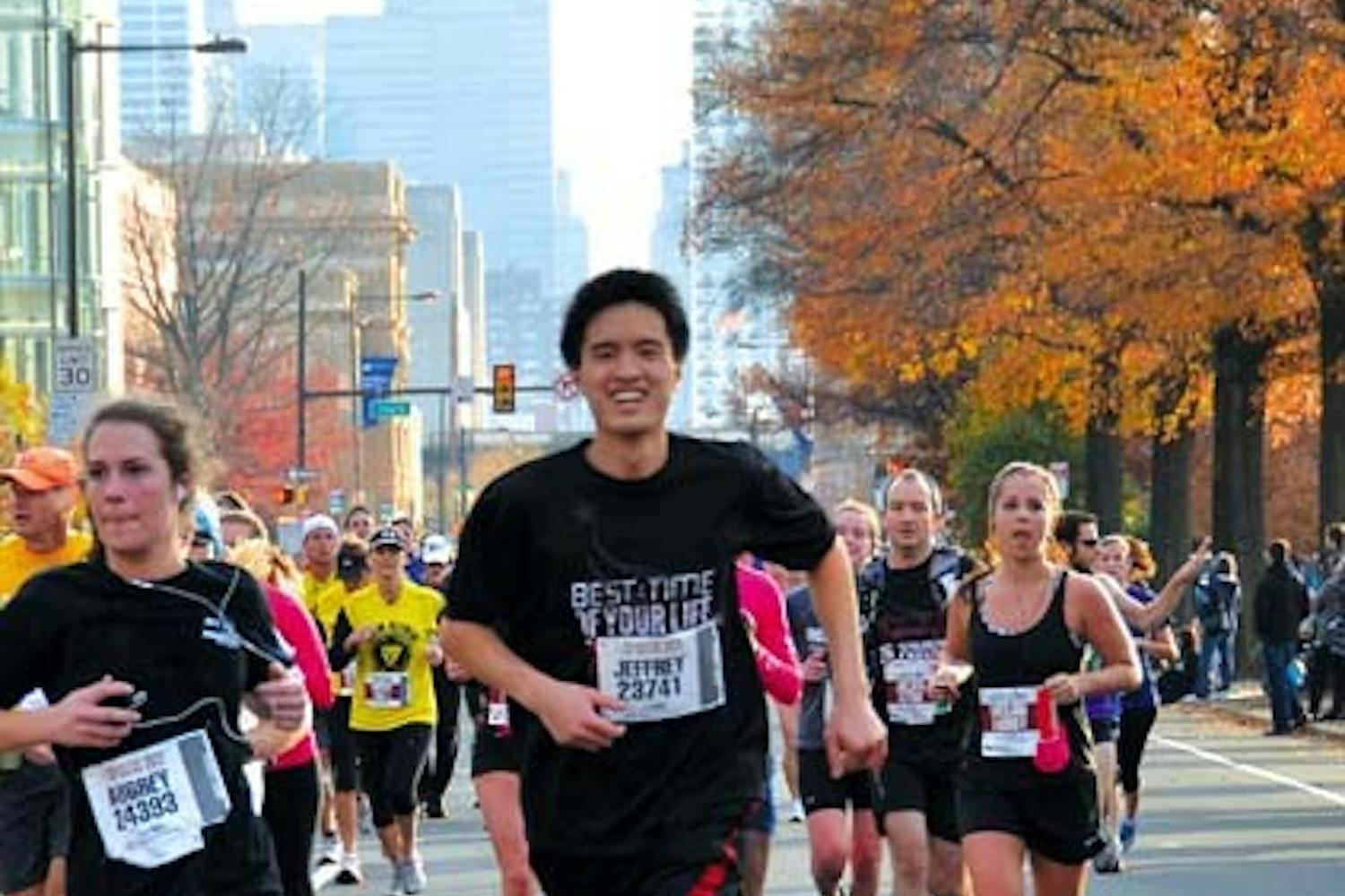 Jeffrey Lee runs in the Philadelphia Half Marathon on Nov. 20, 2011. Just after crossing the finish line, the Nursing and Wharton student died. The cause of his death will likely remain unknown.