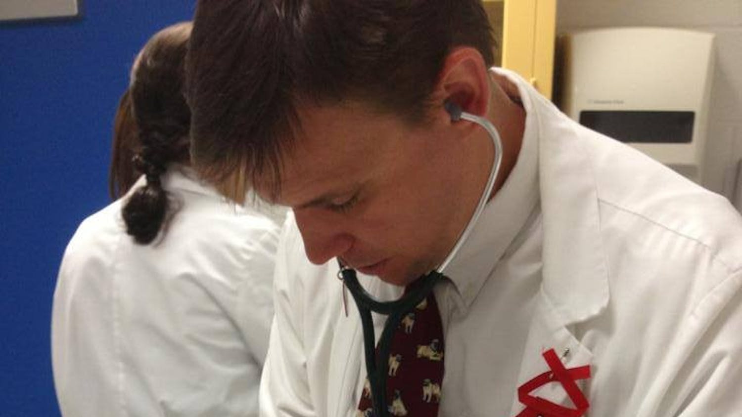 After undergoing surgery on his cleft lip, 17-week-old Lentil was examined by his doctor.