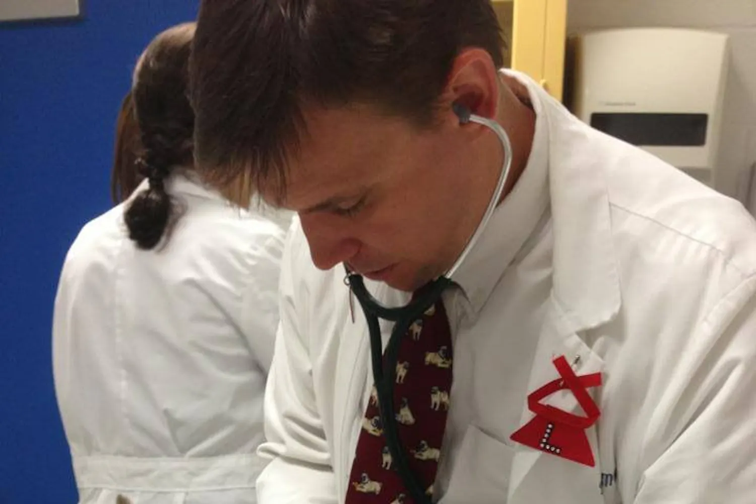 After undergoing surgery on his cleft lip, 17-week-old Lentil was examined by his doctor.