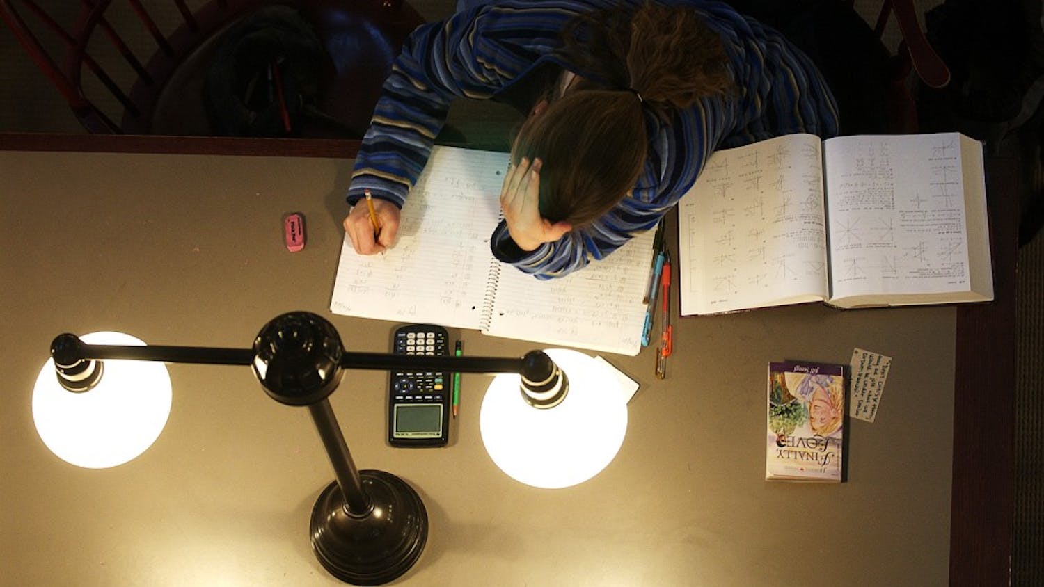 Students studying in the Fine Arts Library.
File Name : DSC_0007.NEF
File Size : 2.0MB (2107012 bytes)
Date Taken : Sun, Feb 16, 2003 5:49:04 AM
Image Size : 2000 x 1312 pixels
Resolution : 300 x 300 dpi
Bit Depth : 12 bits/channel
Protection Attribute : Off
Camera ID : N/A
Camera : NIKON D1H
Quality Mode : HI (2.7M Raw Compressed)
Metering Mode : Matrix
Exposure Mode : Manual
Speed Light : No
Focal Length : 80.0 mm
Shutter Speed : 1/50 seconds
Aperture : F2.8
Exposure Compensation : 0.0 EV
White Balance : Incandescent
Lens : 80-200 mm F2.8
Flash Sync Mode : N/A
Exposure Difference : +1.5 EV
Flexible Program : No
Sensitivity : ISO800
Sharpening : Normal
Image Type : Color
Color Mode : Mode II (Adobe RGB)
Hue Adjustment : 3
Saturation Control : N/A
Tone Compensation : Less Contrast
Latitude(GPS) : N/A
Longitude(GPS) : N/A
Altitude(GPS) : N/A