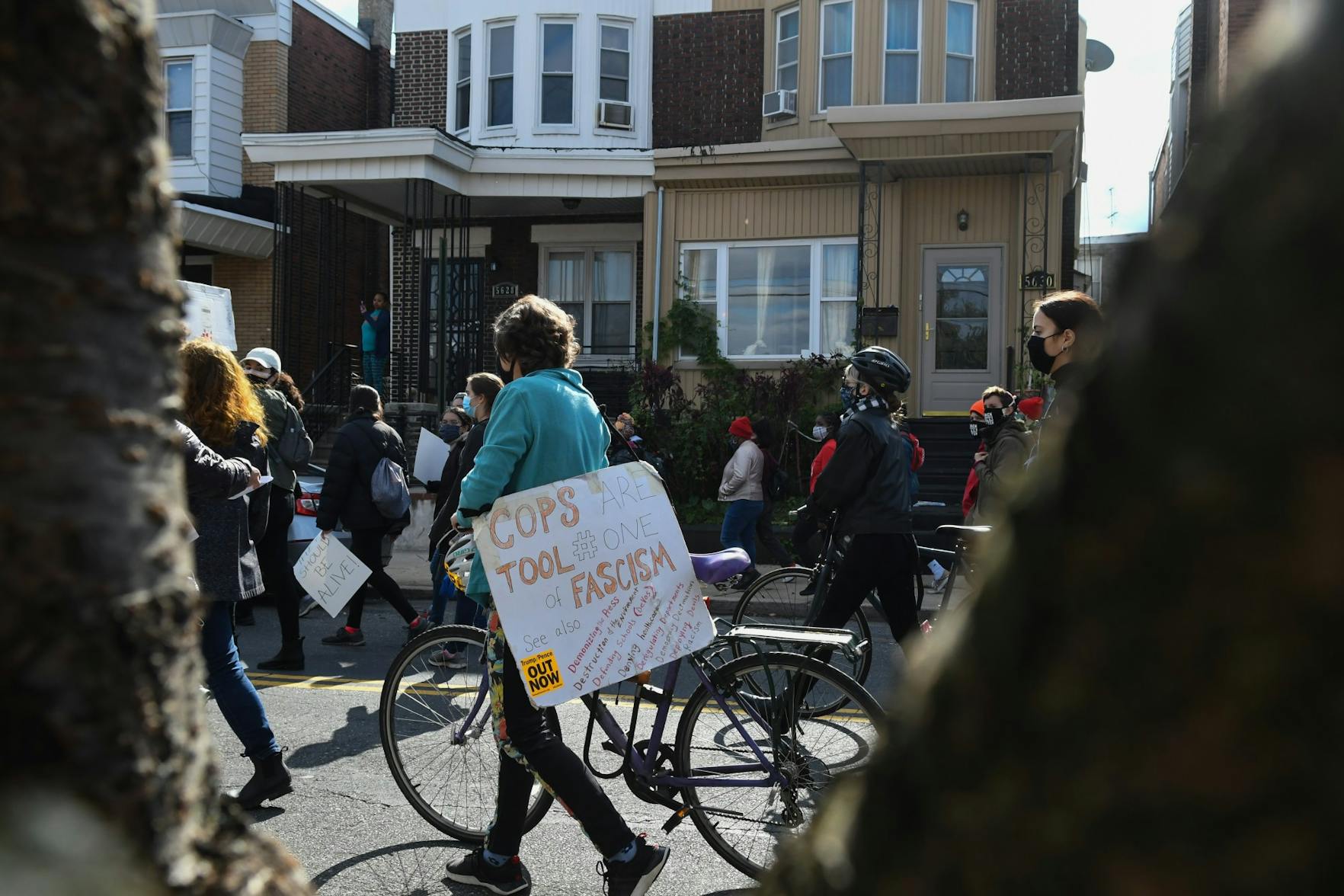 10-31-20 Walter Wallace Day 2 West Philadelphia Protest Cops Police Fascism Tree Framing.jpg