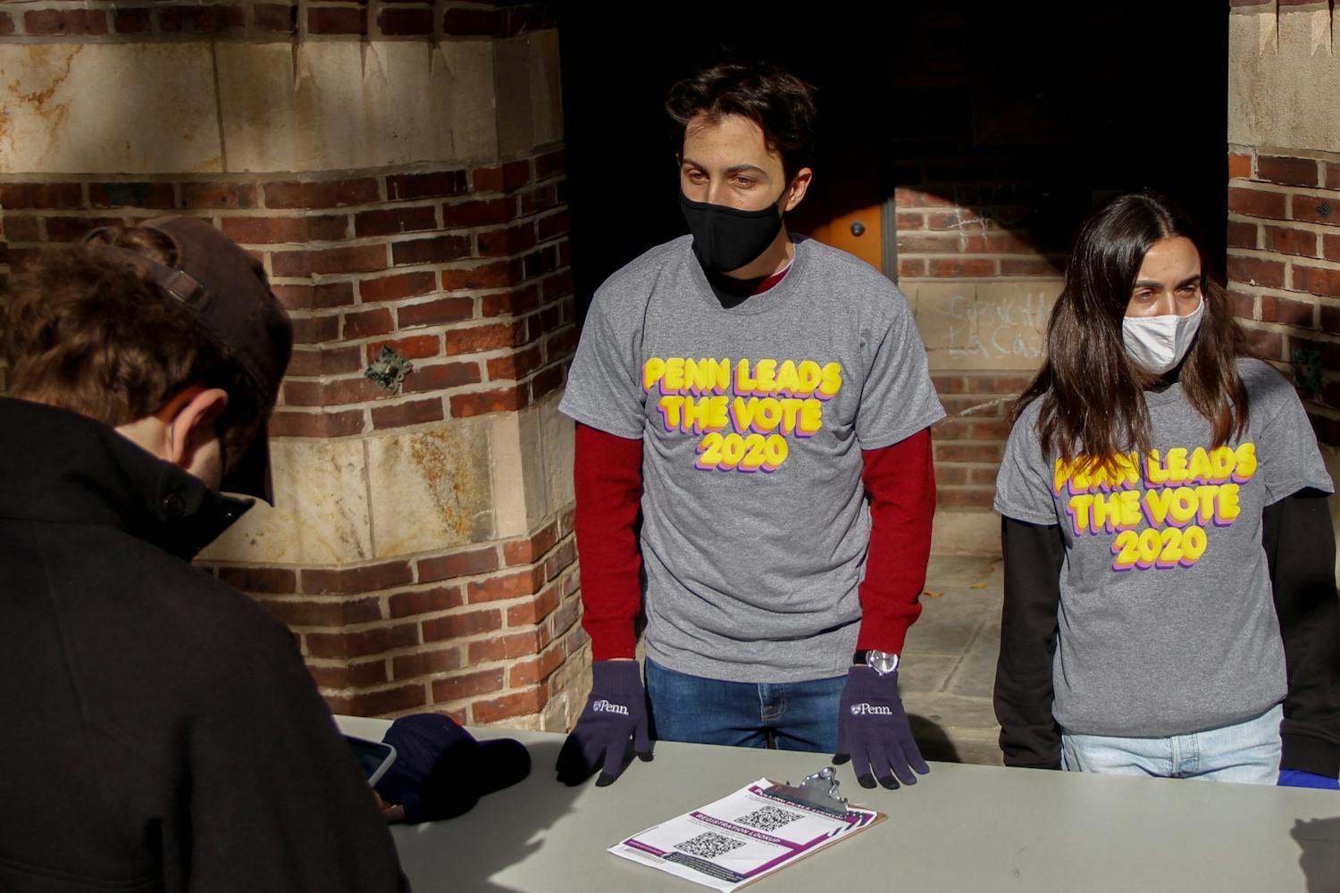 Penn leads the vote outside of arch nov 3 2020.jpg