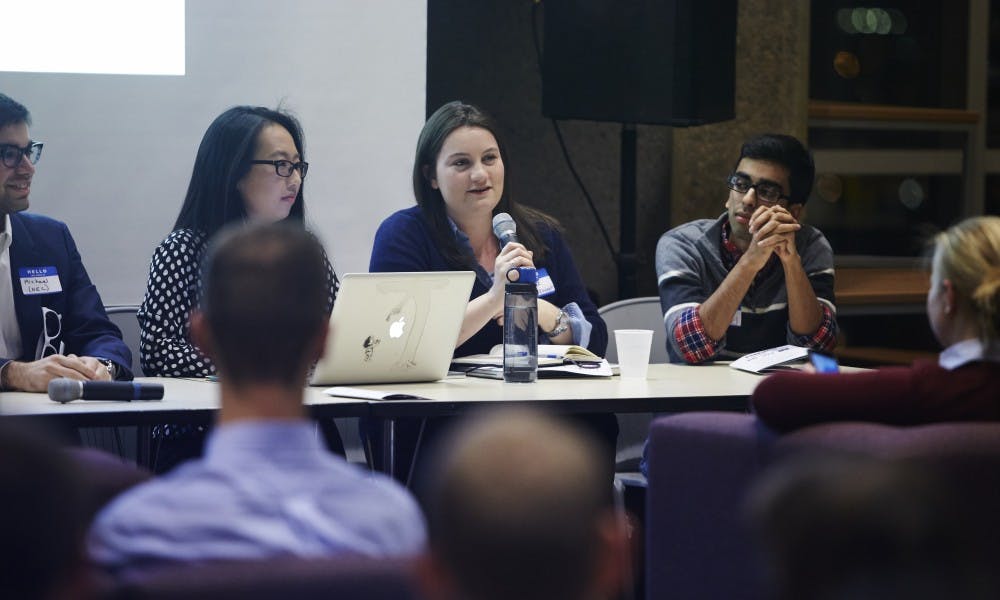 Leaders of the six student government groups &mdash; including UA president Jane Meyer &mdash; detailed their current projects at State of the School.