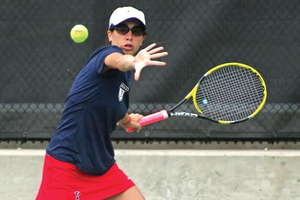 In the final hurrah playing for the Red and Blue, senior Sol Eskenazi went 1-1 in the No. 1 singles spot against Cornell and Columbia.