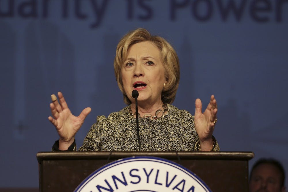 On April 6, Democratic presidential candidate Hillary Clinton spoke with members of Pennsylvania's AFL-CIO chapter about her plans to raise wages and protect American jobs | Olly Liu