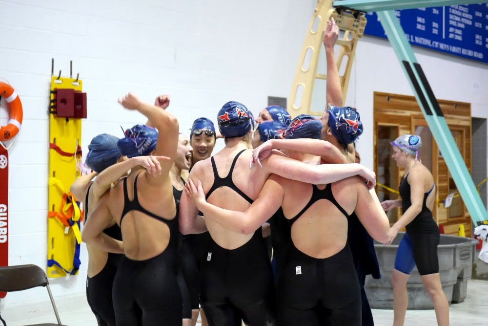 Women's swimming defeats Columbia 215-85 in their first home meet of the season, winning all 16 events and breaking 5 pool records.
