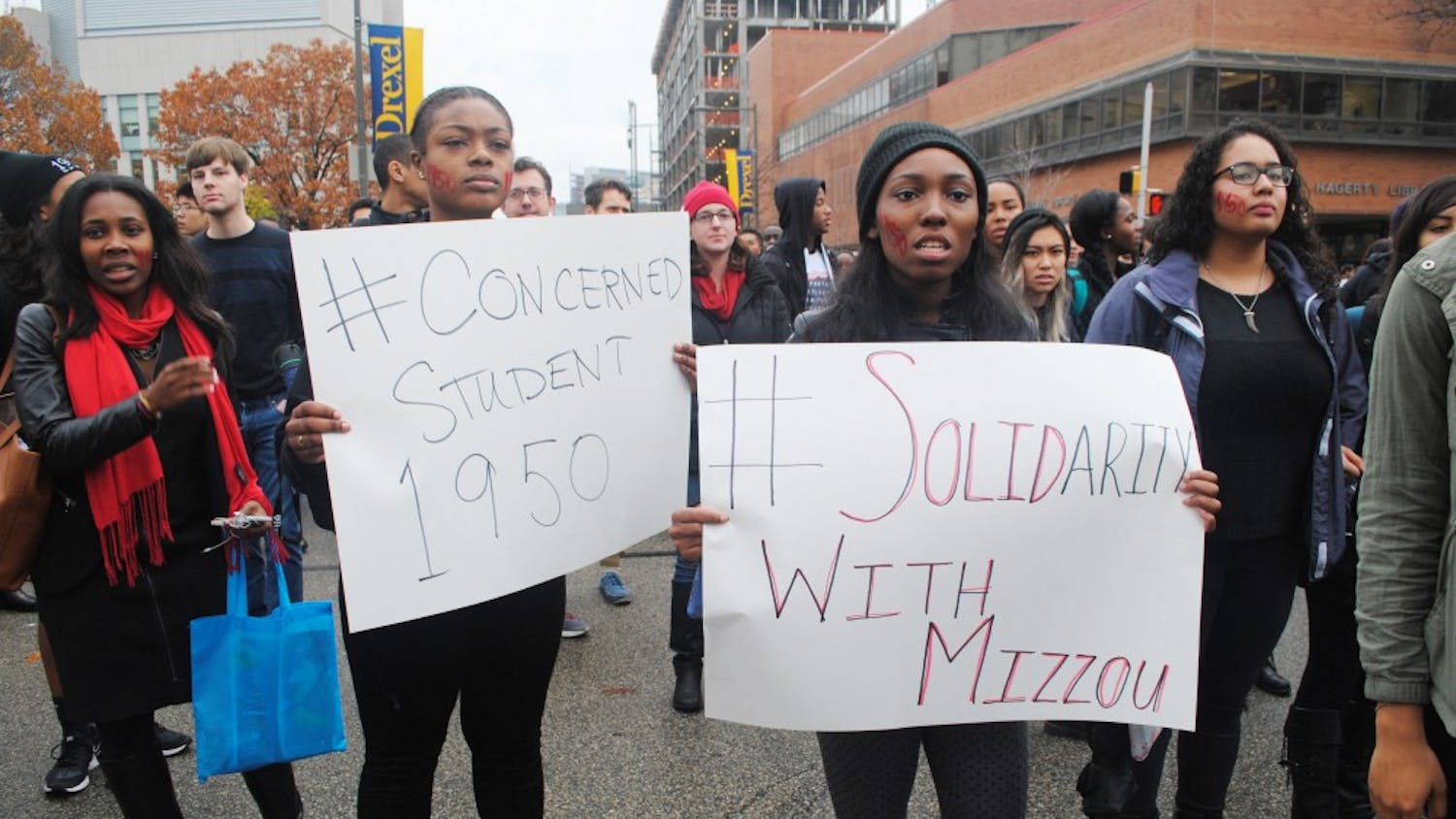 Students marched in the #Philly protest Thursday afternoon.