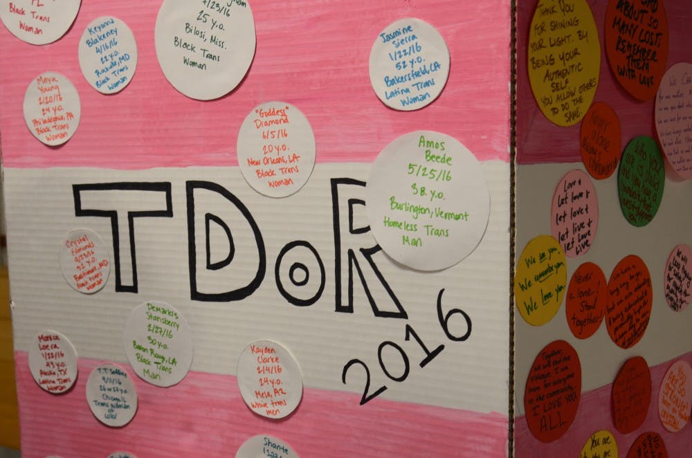 Led by the LGBT Center, students read out names of transgender victims of violence for the Transgender Day of Remembrance.