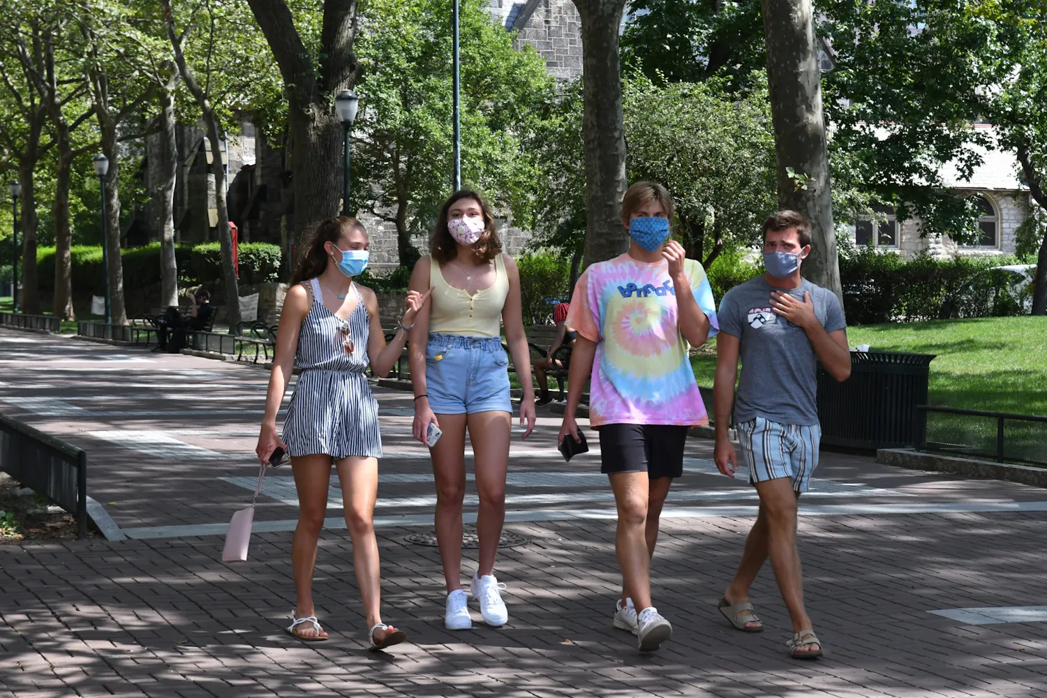 Coronavirus Campus Friends Walking on Locust Fall 2020.jpg