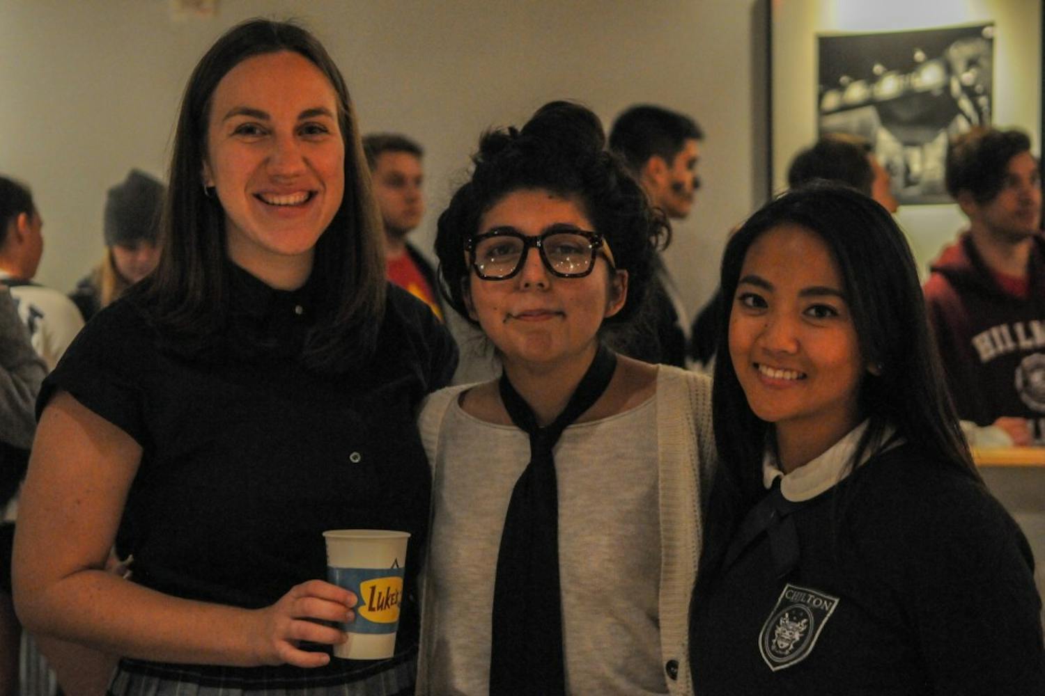 Jacquiley Wong, Alexis Gutierrez, Aimee Knaus
We are dressed as the Chilton girls from Gilmore Girls - we are the biggest GG fans on campus and the most exciting thing that happened to us this past month was when we were retweeted by the GG account at Luke's DIner!