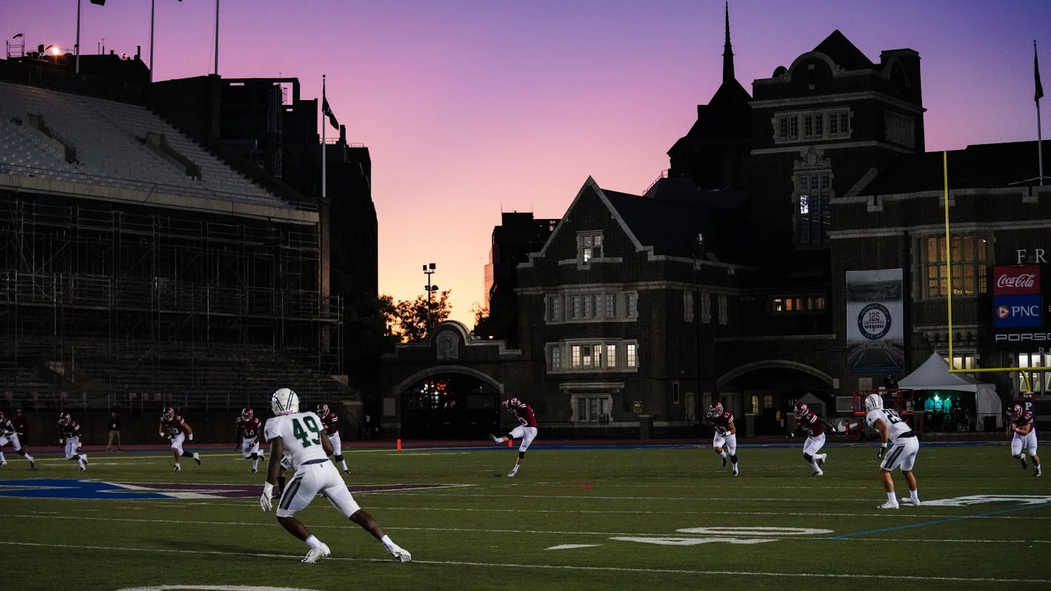 Football vs. Dartmouth Kickoff Franklin Field Purple Sky.jpg