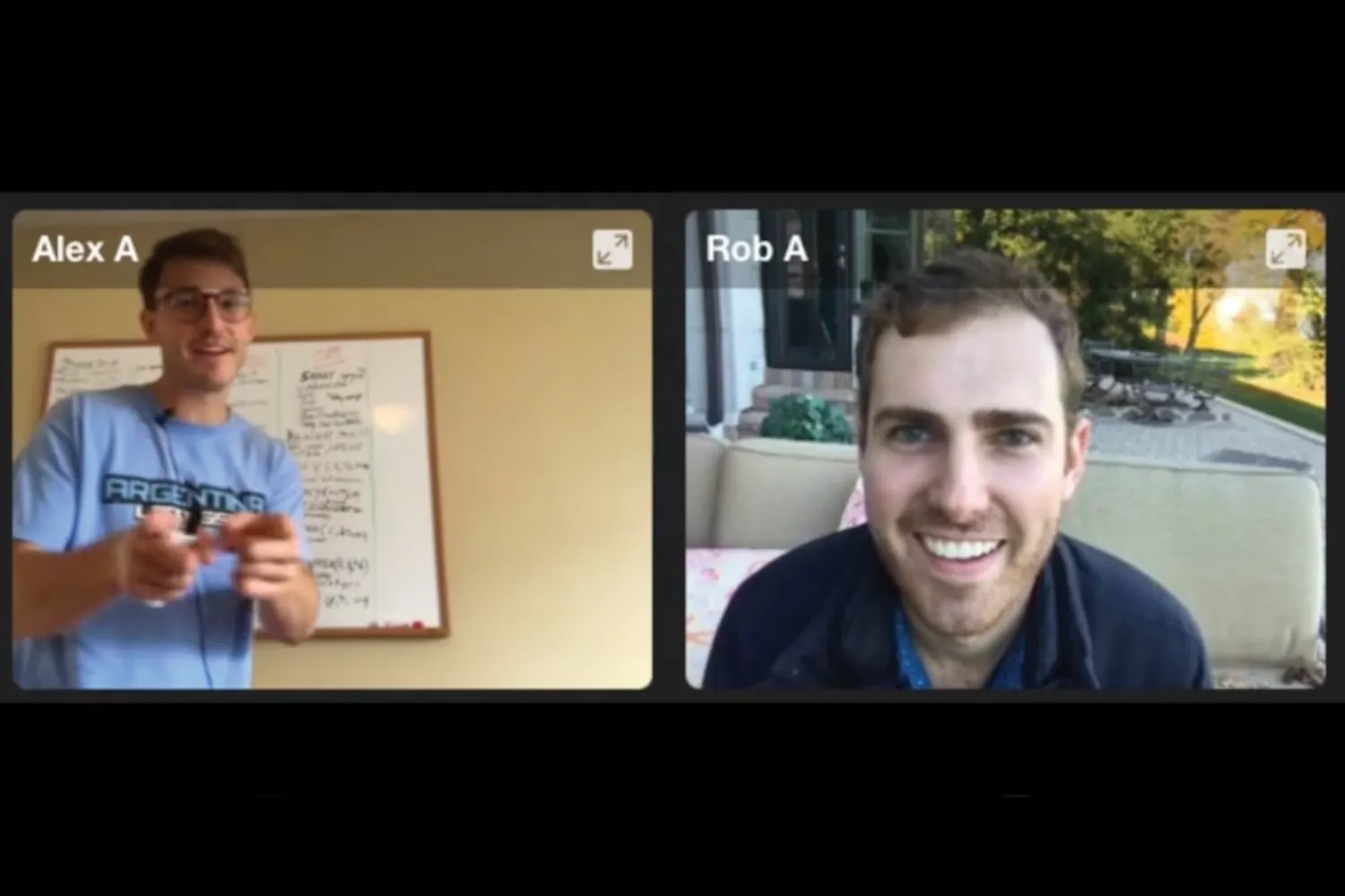 Alex Weber and Rob Mor broke the world record for longest video chat after two weeks of continuous streaming. | Courtesy of the 'No HangUps' Youtube channel. 