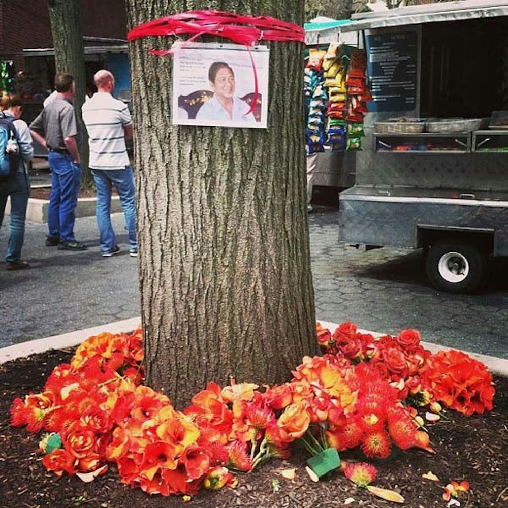 	A memorial for Don Ly was put up on Penn’s campus soon after he was killed in April. 