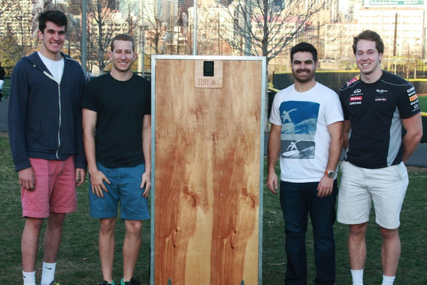 Senior Design Project winners from left to right: John Whitman, John Doyle, Manfred Reiche, and Tommy Sutton.