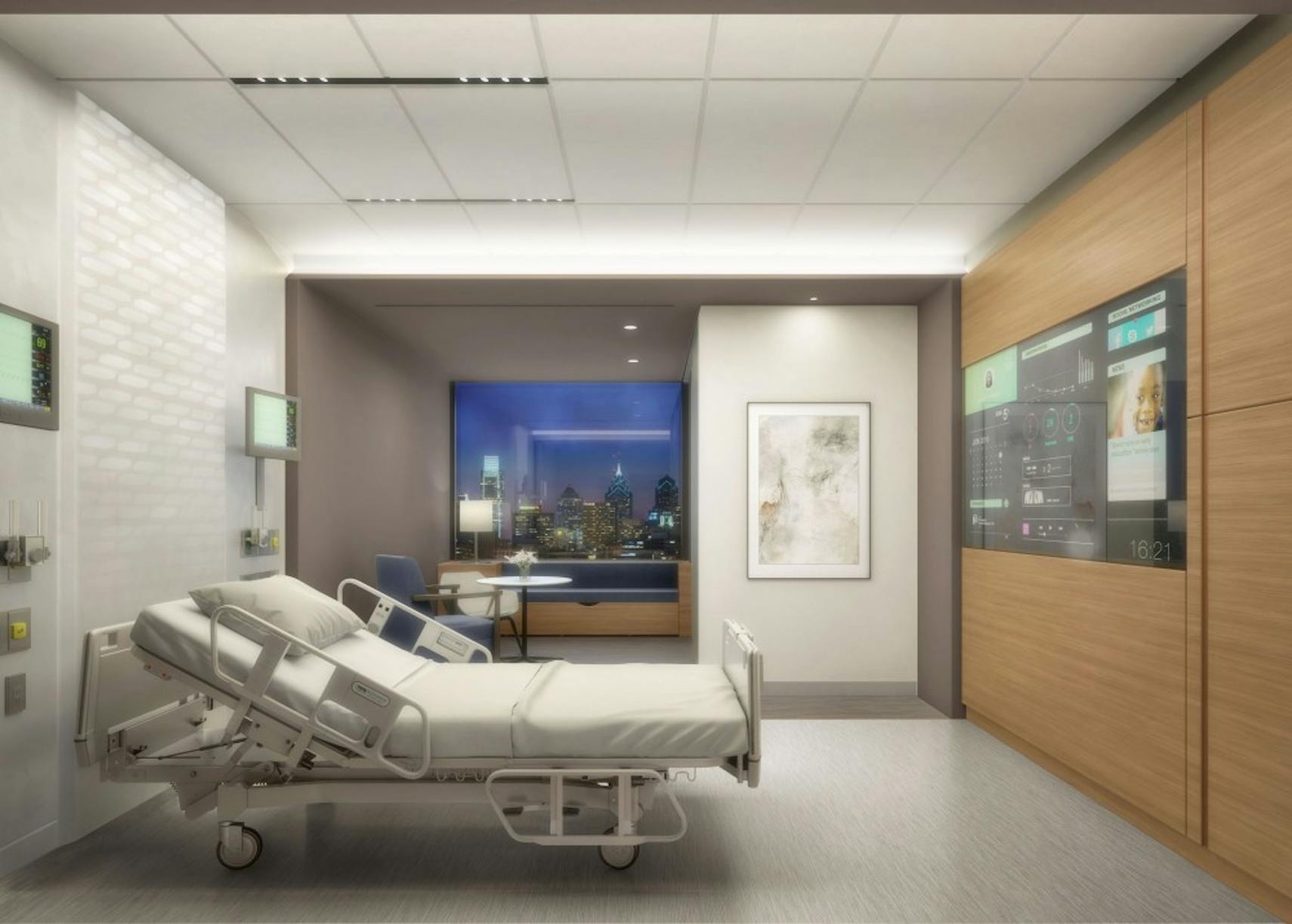 HUP Pavilion Construction patient room rendering