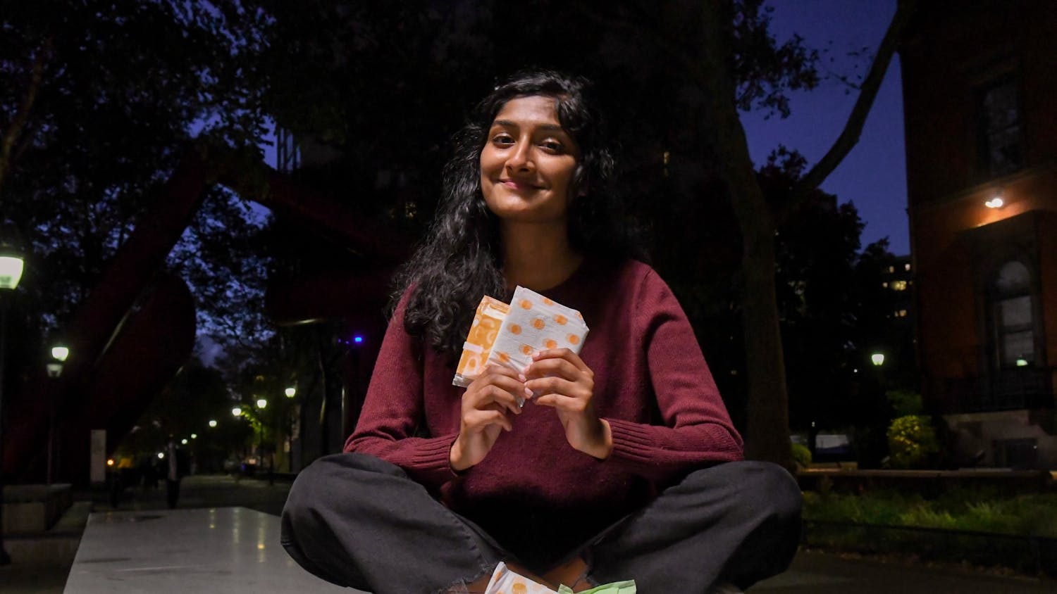 Samidha Sane Menstruation Period Tampons Pads Environmental Portrait Night.jpg