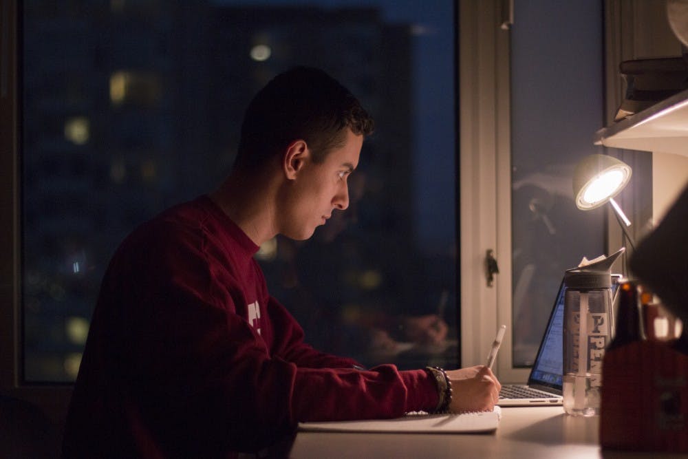 Like every Penn student, Billy Morrison must occasionally bunker down for a night of studying.