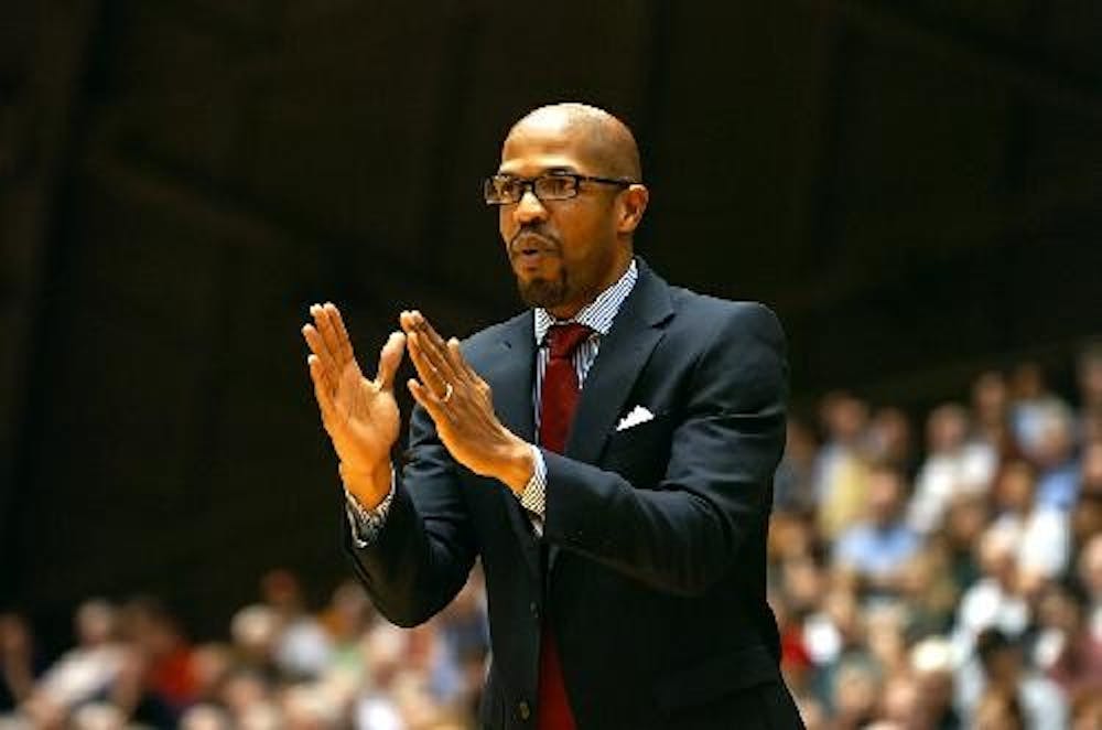 	Penn coach Jerome Allen could only look on as his team got blown out 86-55 at No. 25 Iowa Friday night.   