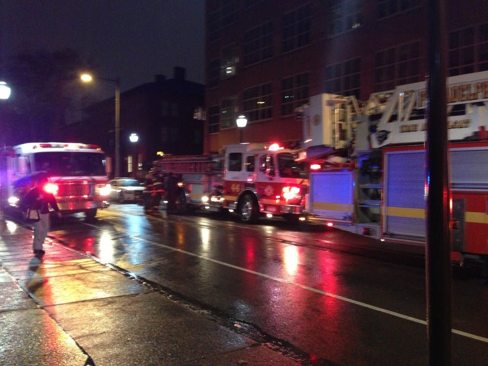 	Firetrucks respond to a Haz Mat incident at Vagelos Labs this morning.