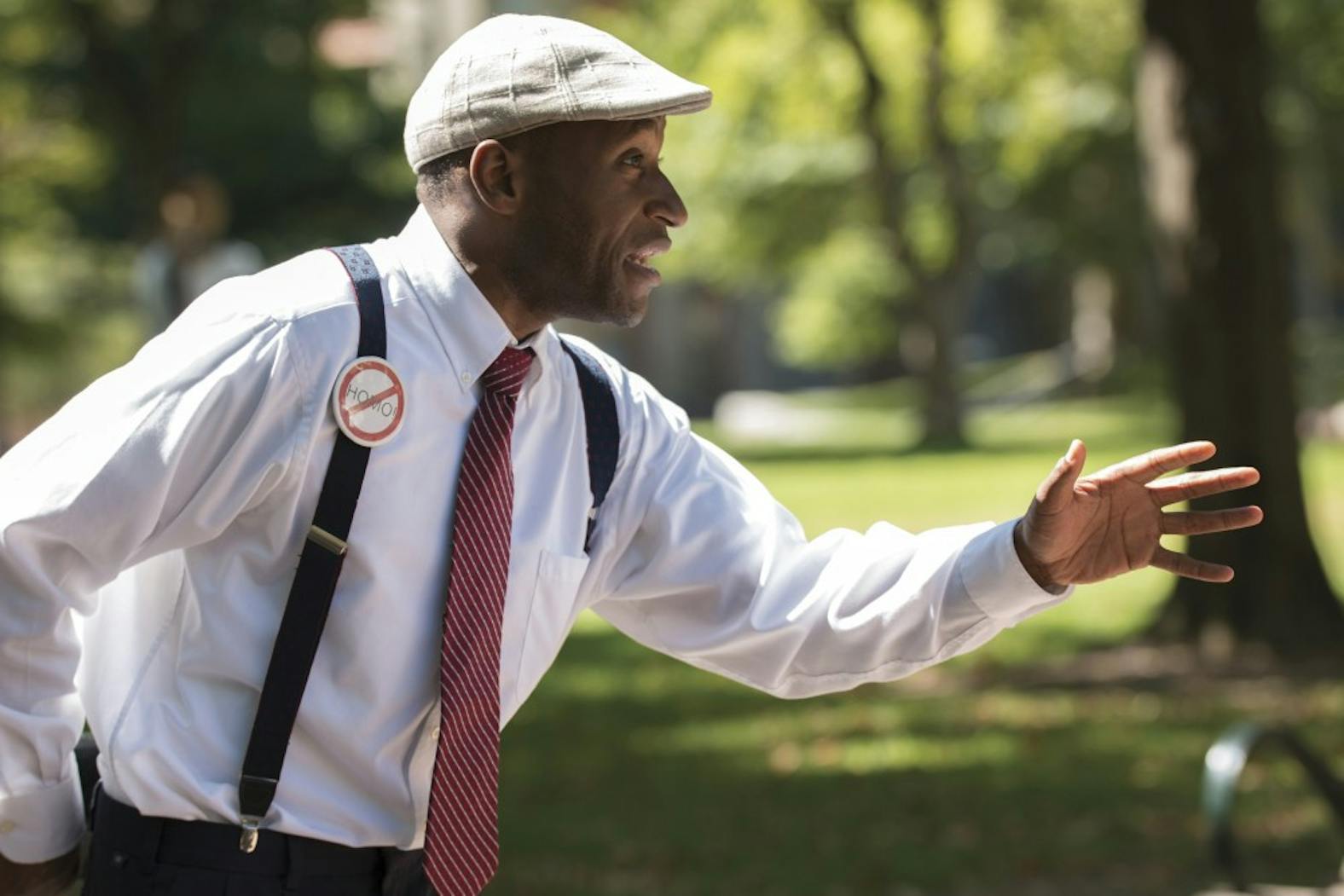 Brother Jackson, one of the preachers who had appeared on Penn's campus spreading anti-LGBTQ rhetoric, was arrested after elbowing a student at the University of Georgia.