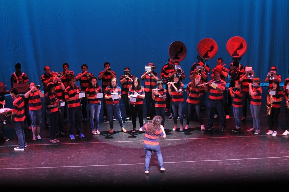 	The Penn Band plays at Freshman Performing Arts Night, an annual event introducing new students to the many performance arts groups offered at Penn.  