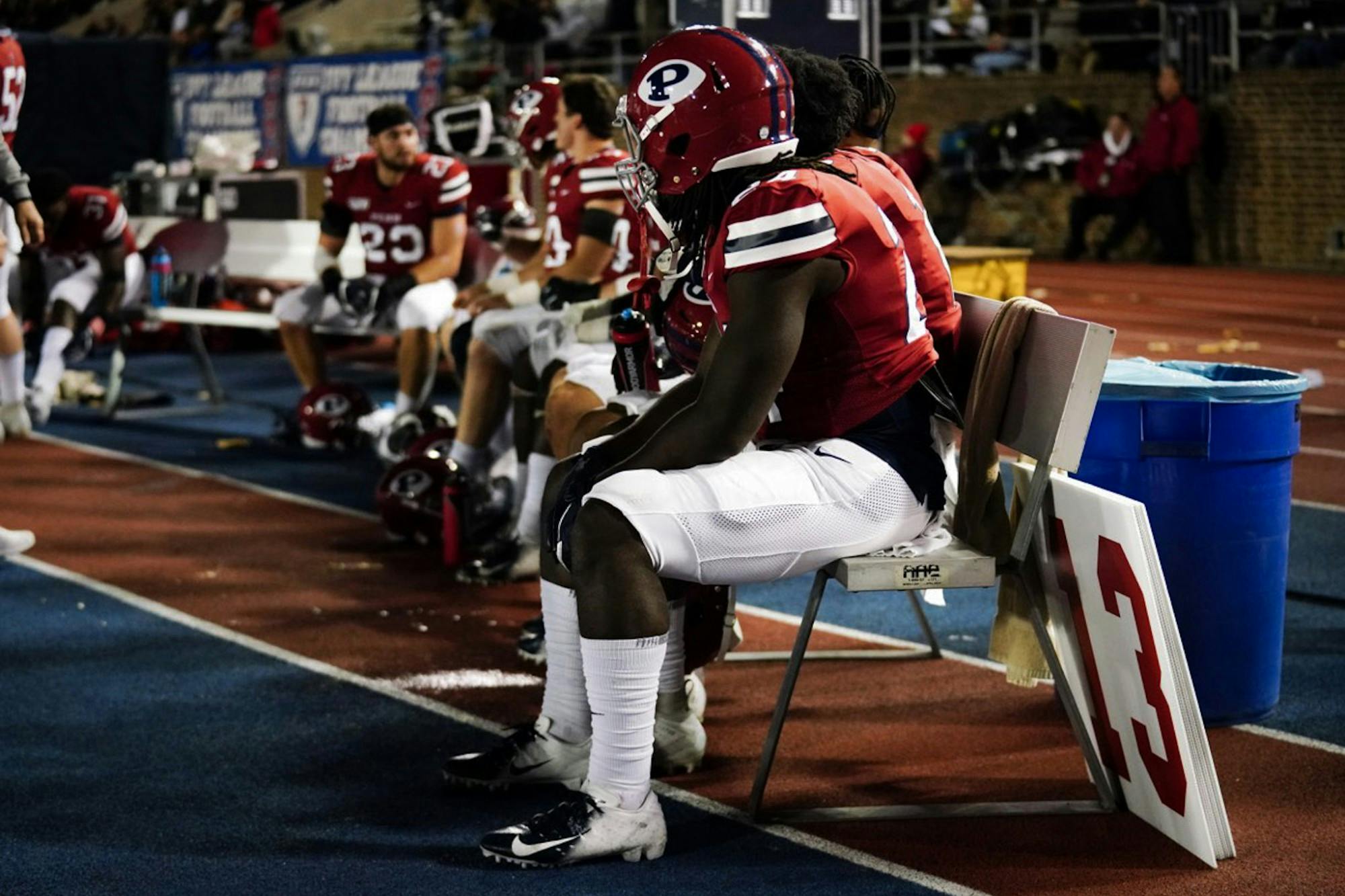Football vs Dartmouth Sad Bench.JPG