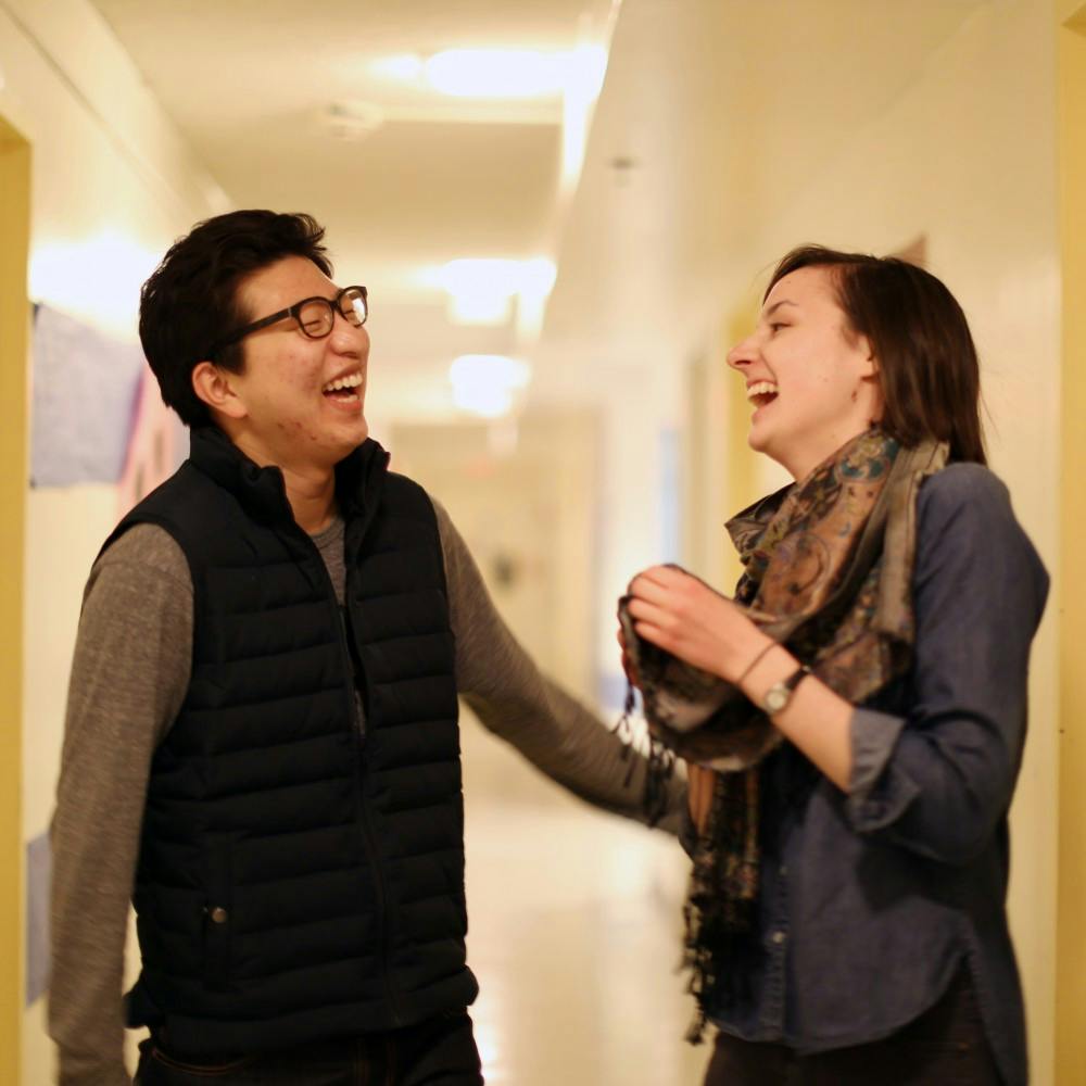 College junior Hae-Soung Yang &amp; College sophomore Katherine Senter: "Are you in love?" "In Jesus." "No, really." "Amen."