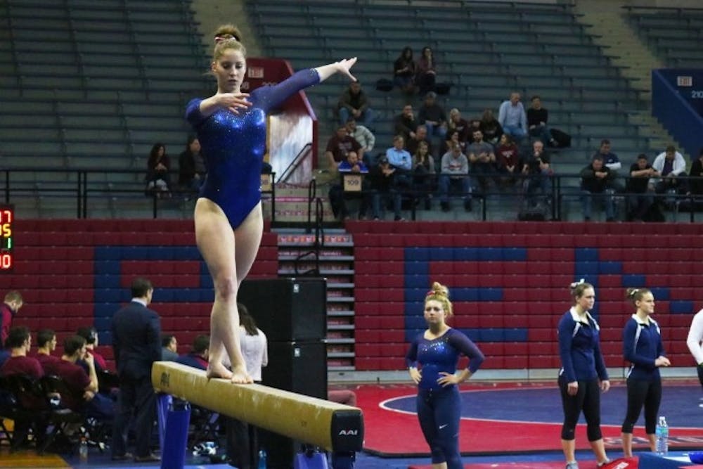 Sophomore captain Caroline Moore continued her incredible season by scoring a 9.800 on vault this past weekend, good enough for fourth-best in program history. 