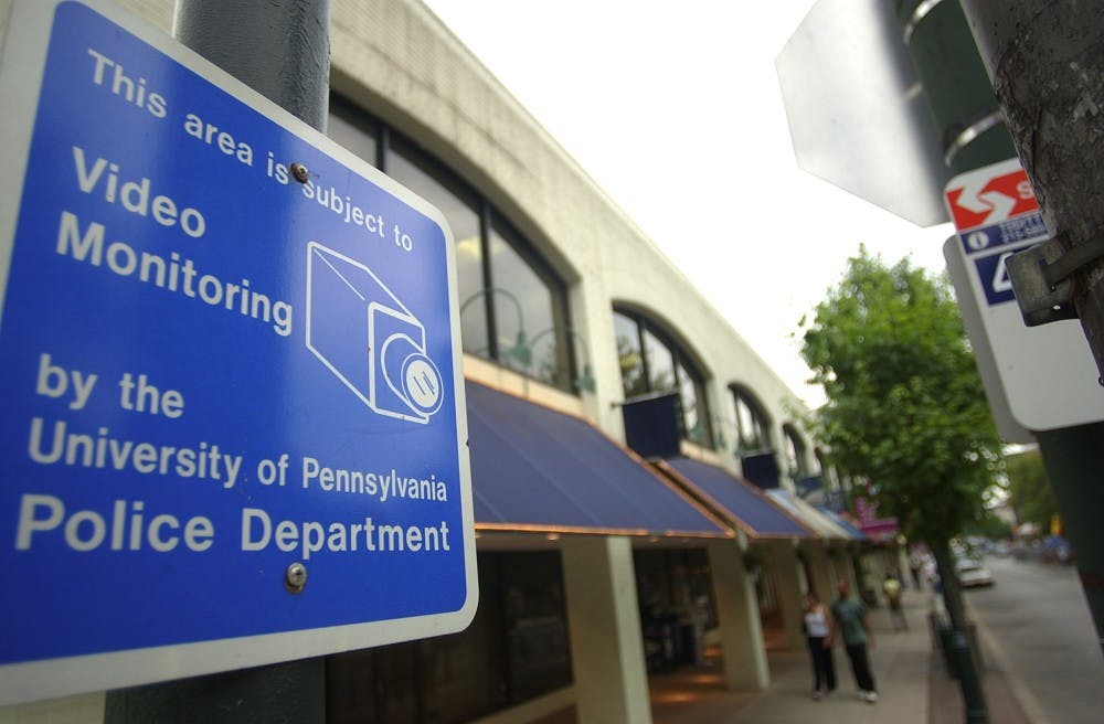 A sign on 40th street alerting people of the Penn Police's constant video monitoring.