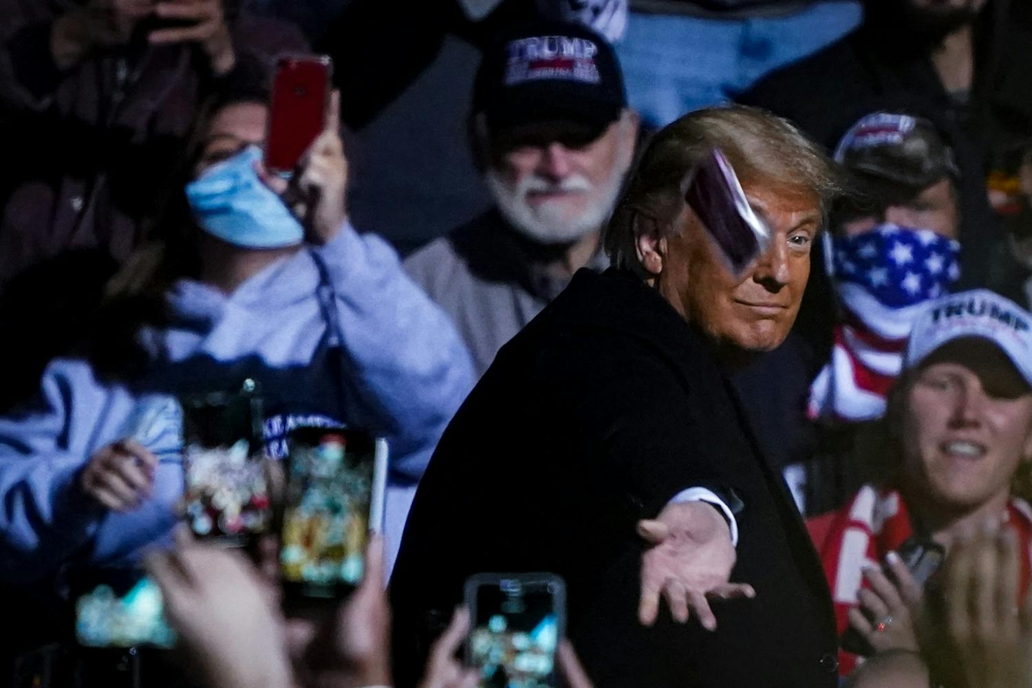 President Donald Trump Johnstown PA Rally Throwing Mask.jpg