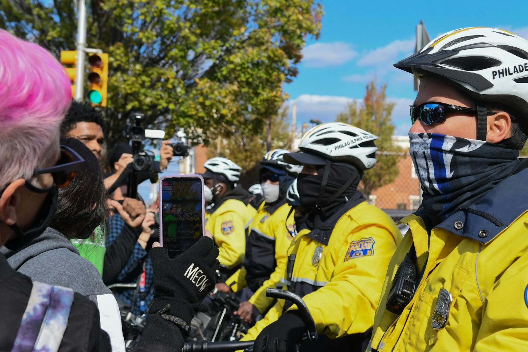 10-31-20 West Philadephia Walter Wallace Black Lives Matter Protest Philadelphia Police Bikes Record Speaker I Will Breathe.jpg