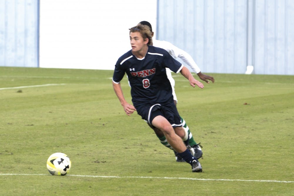 Freshman Gavin Barger and the rest of the Penn defense held for much of the game but ultimately conceded a late goal to Dartmouth.