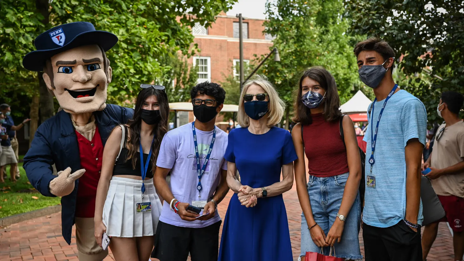 08-24-21 Move In Amy Gutmann Class of 2025 Quaker Masks COVID (Kylie Cooper).jpg