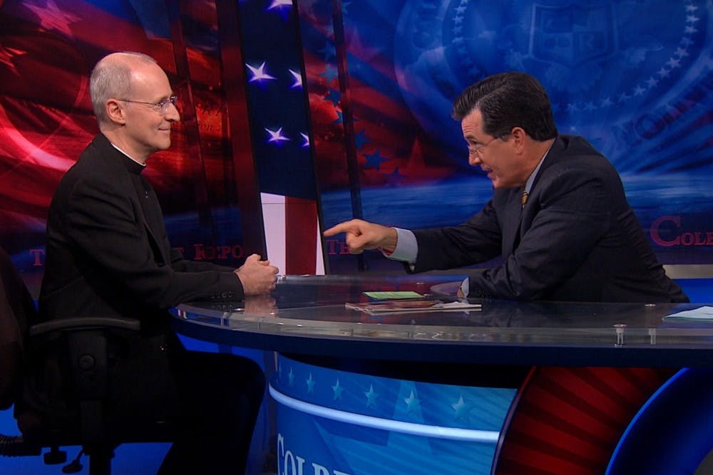 Father Jim Martin was interviewed on the Colbert Report in 2013.