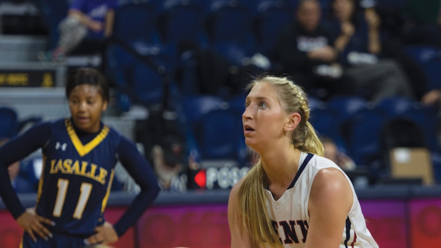 Senior center Sydney Stipanovich secured her fifth double-double of the season including eight fourth-quater points, as Penn women's basketball got above .500 with a 47-36 win at CSUN.