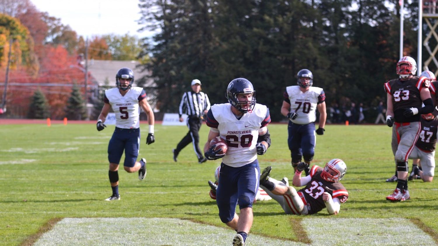 Junior running back Brian Schoenauer and his offensive teammates ran wild against Brown on Saturday, posting seven touchdowns, including four on the ground.