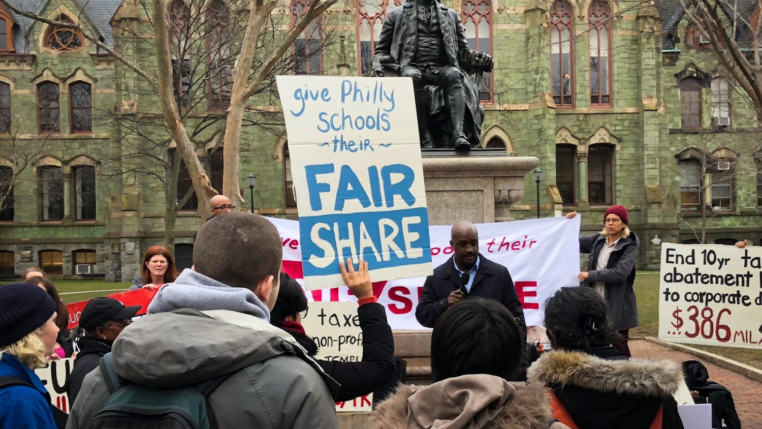 Philly Protest Funding PILOTs Ben Franklin College Hall.jpg