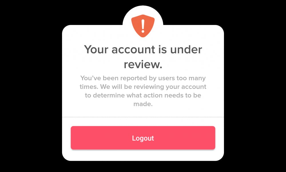 tinder account under review