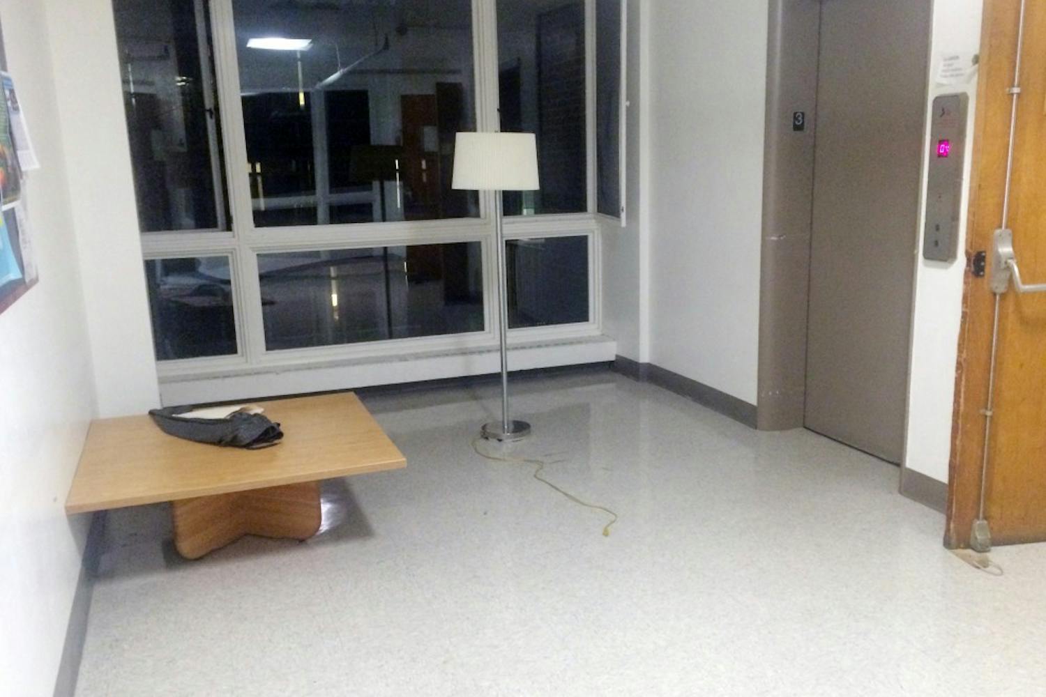 Lounge furniture, including chairs, lamps and couches, was found missing in Kings Court English College House last Saturday.