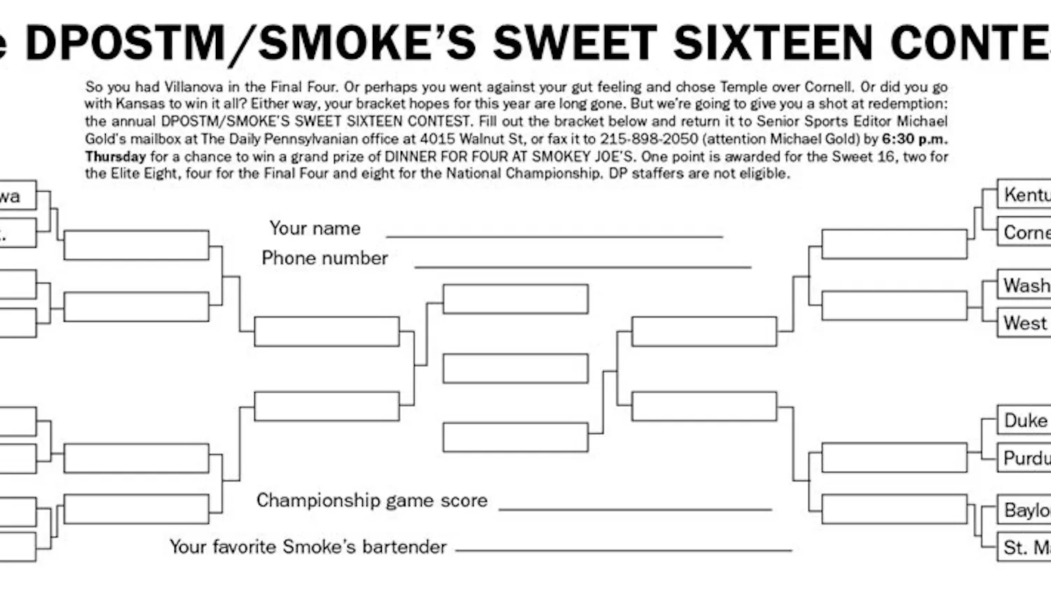 DPOSTM/Smoke's Sweet 16 contest
