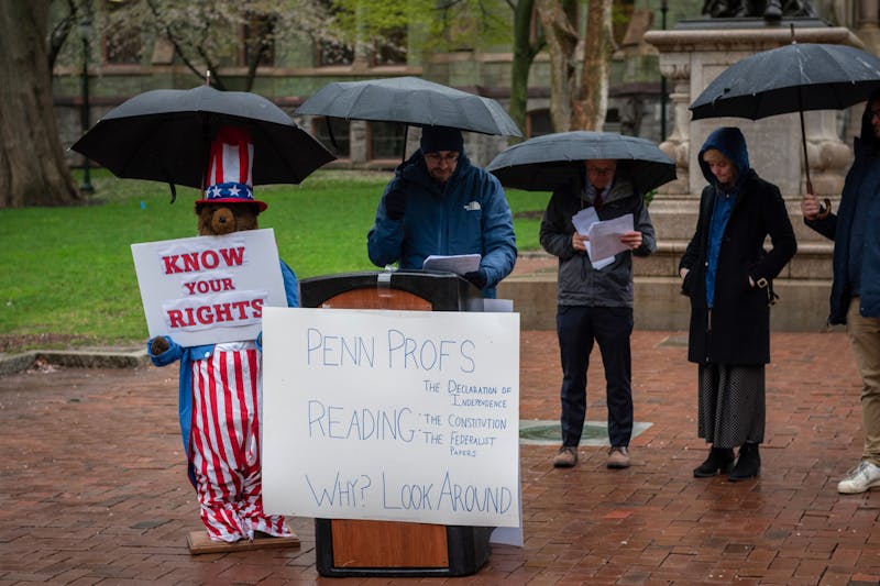 Penn professors gather on College Green, recite American founding documents amid federal turmoil