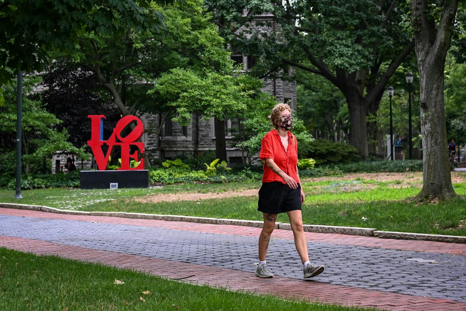 LOVE Statue Mask Summer Campus COVID-19 Coronavirus.jpg