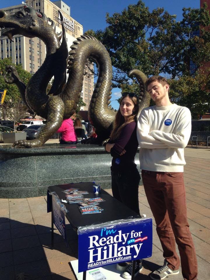 College juniors Emily Irani and Paul-Julien Burg canvassed with Penn Ready for Hillary in October. Similar political groups on campus include Penn for Bernie, Penn for Kasich, Penn for Rand and Penn for Rubio.