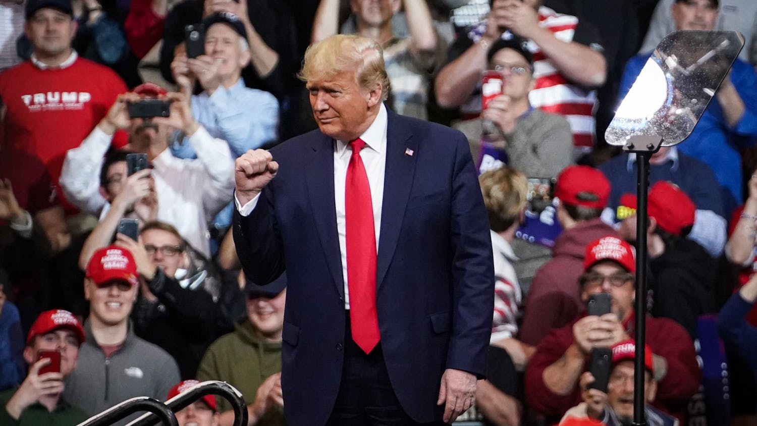 President Donald Trump New Hampshire Rally February 10 2020 Fist Pump.jpg
