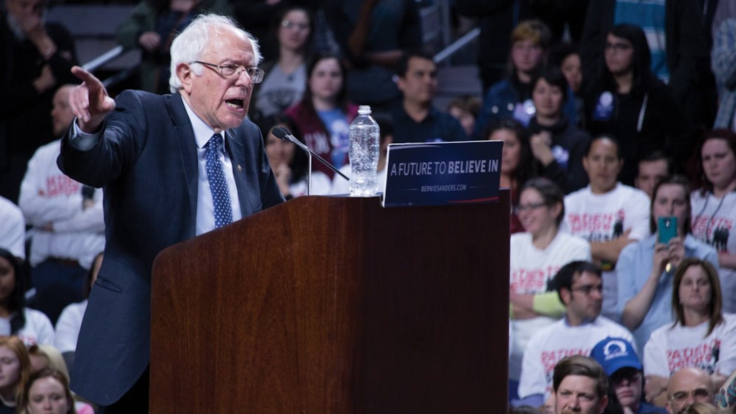 Presidential candidate Bernie Sanders held a rally Wednesday night on Temple's campus. The rally drew a crowd of over 10,000, of which not all could fit into the venue