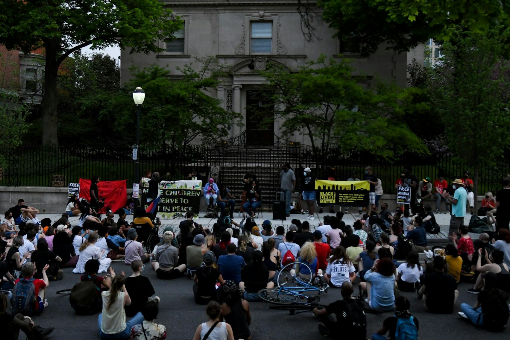4-28-21 MOVE 002 Bombing Penn Museum Reparations Protest (Sukhmani Kaur) Amy Gutmann House.jpg