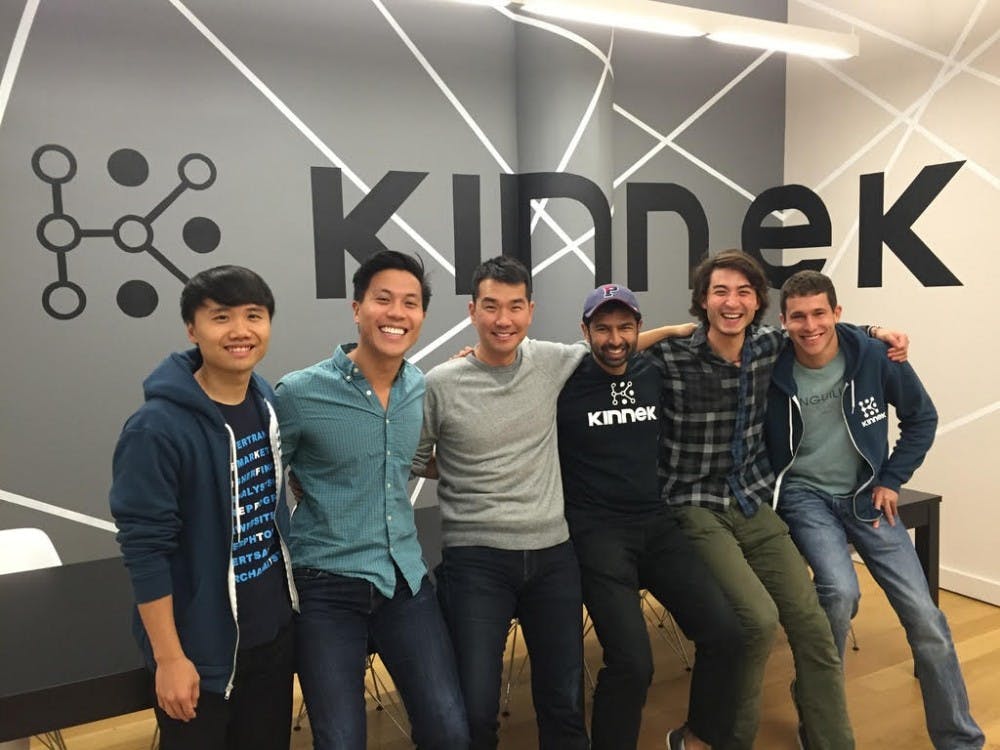 Kinnek startup team members from left to right: Wharton/SEAS alumnus Kel Huang, Wharton alumnus Charles Pan, College alumnus Andy Choi, Wharton/SEAS alumnus Karthik Sridharan, College alumnus Ben Watkins, and College alumnus Jeremy Kreitman.